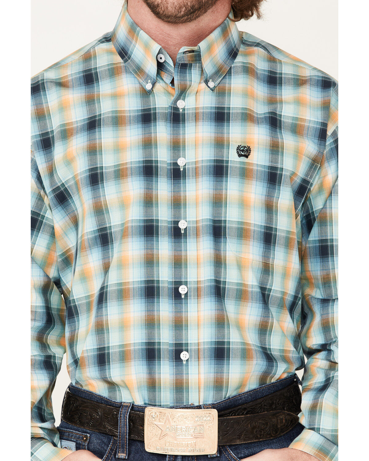 Cinch Men's Multi Plaid Print Long Sleeve Button Down Western Shirt