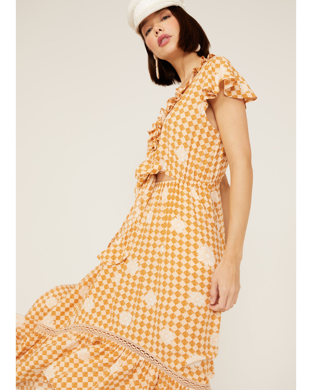 Beyond The Radar Women's Floral Gingham Picnic Midi Dress
