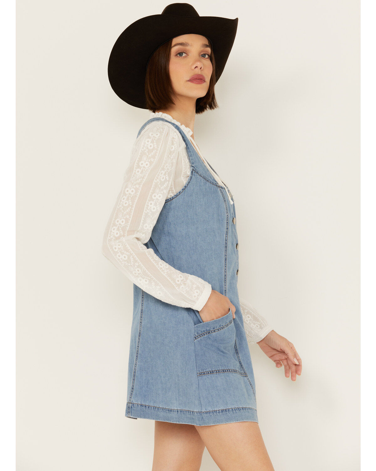 Cleo + Wolf Women's Rigid Oakes Medium Wash A-Line Denim Mini Dress