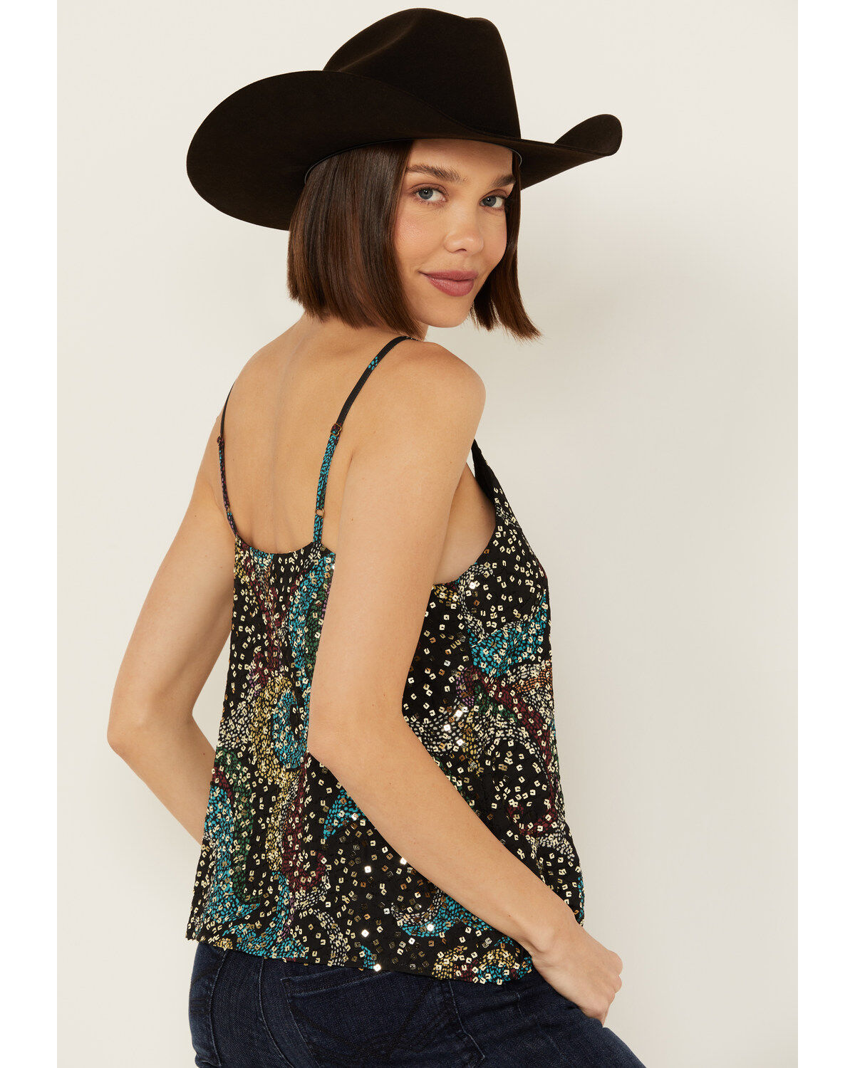 Rock & Roll Denim Women's Sequins Printed Tank