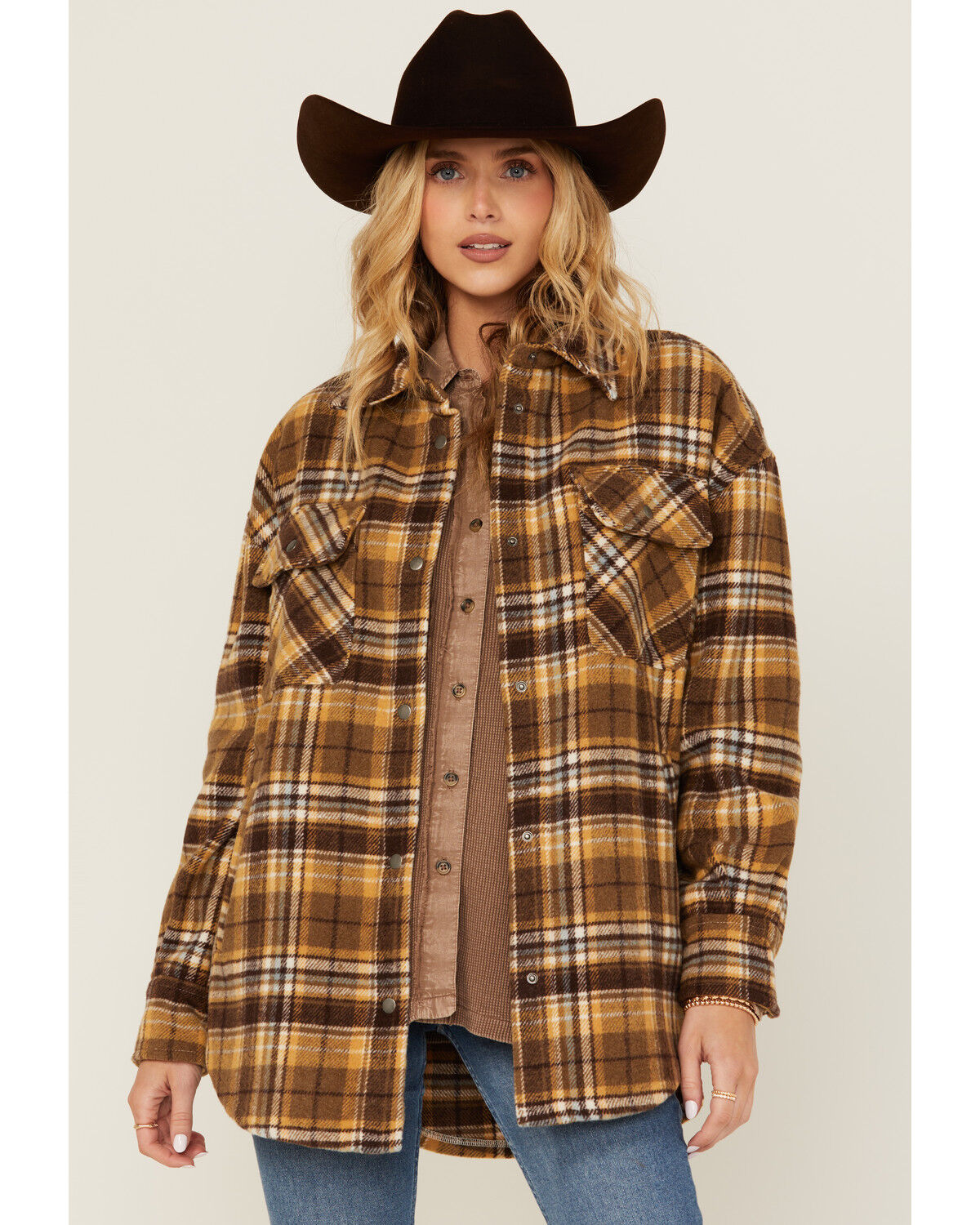 Fornia Women's Plaid Print Shacket
