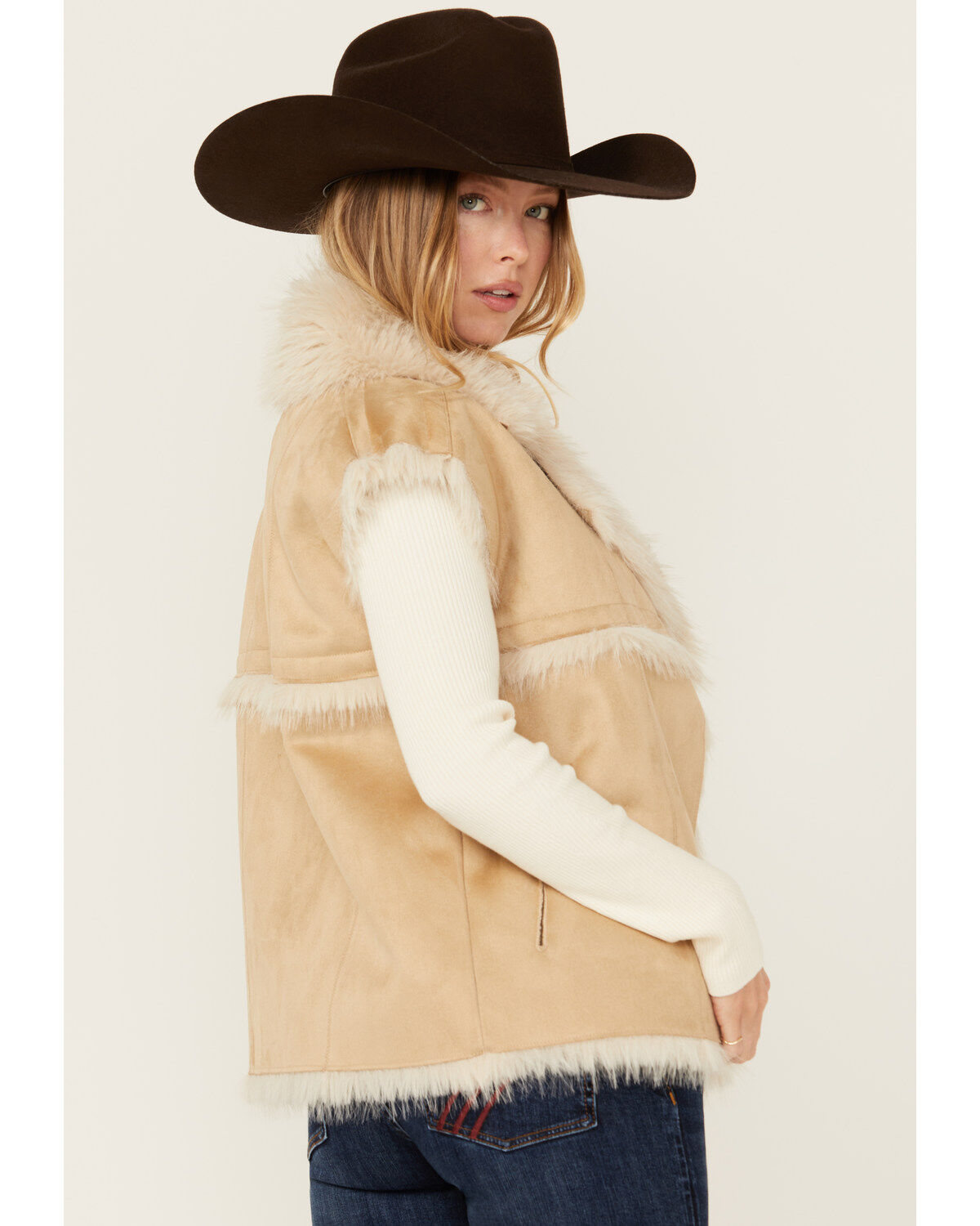 Revel Women's Faux Suede Fur Vest