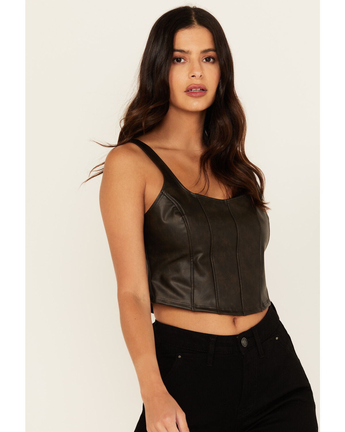 Originality Women's Faux Leather Corset Top