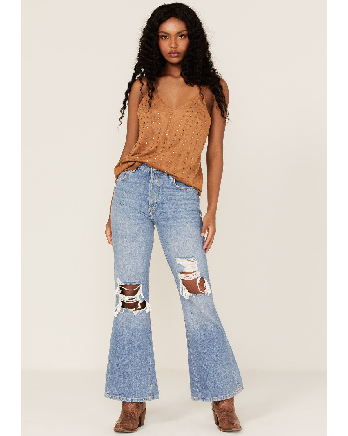 Vocal Women's Studded Faux Suede Cami Top