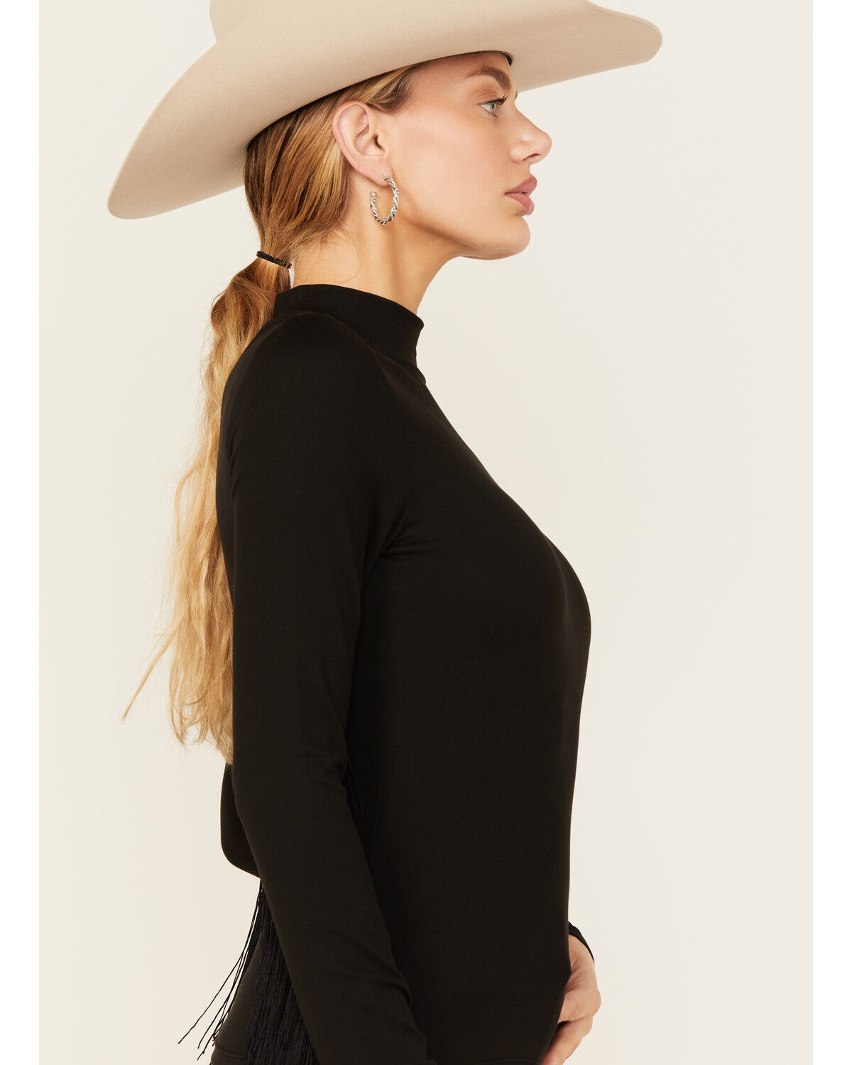 Rock & Roll Denim Women's Solid Fringe Long Sleeve Shirt