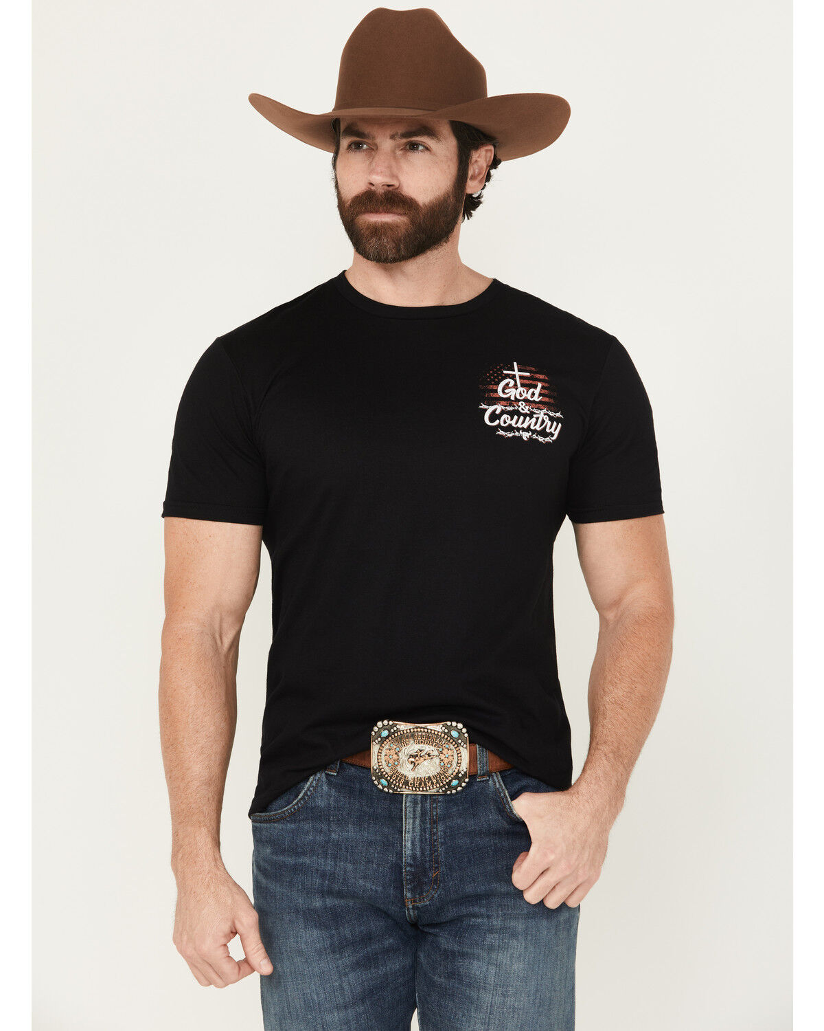 Cowboy Hardware Men's God And Country Short Sleeve Graphic T-Shirt