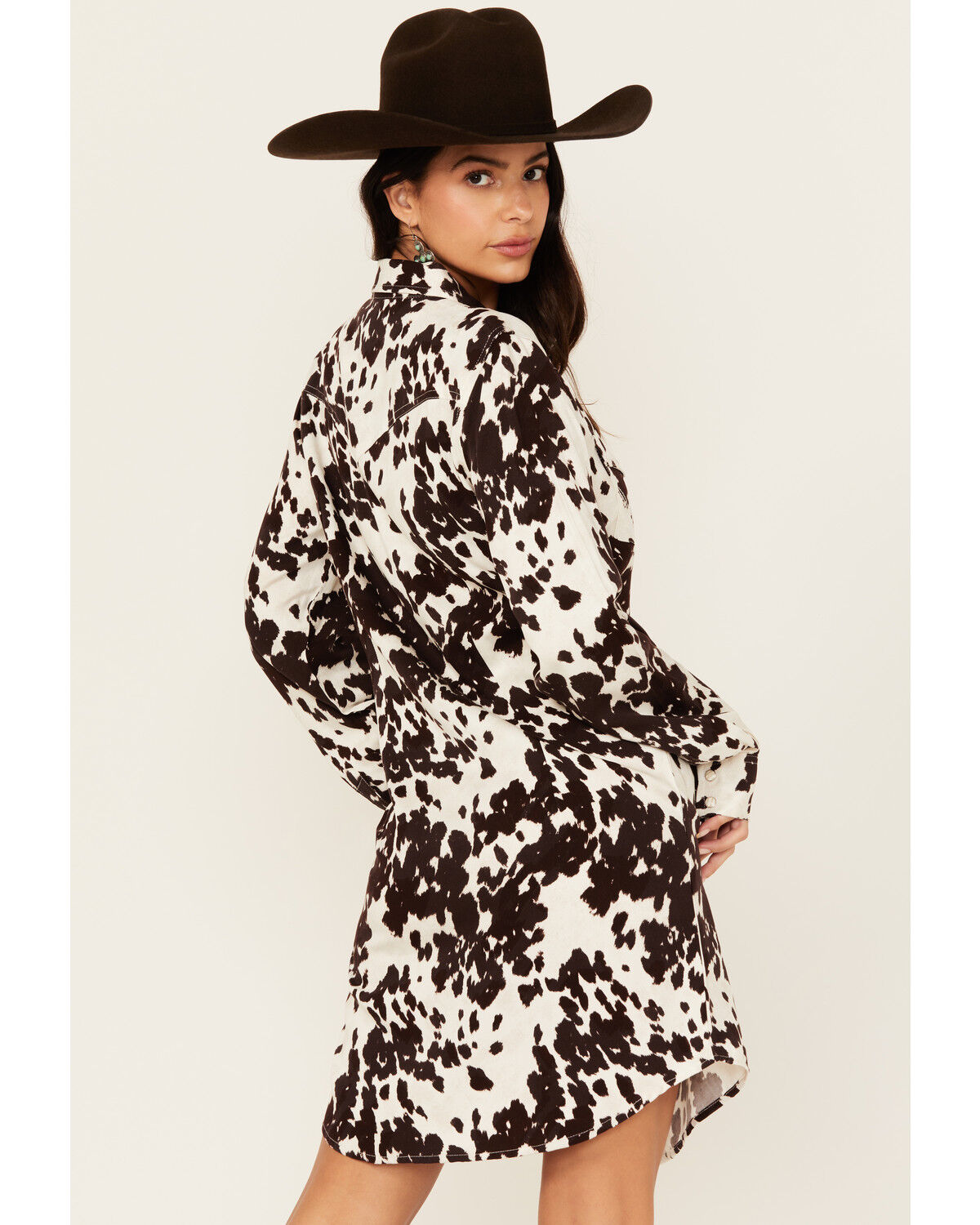 Wrangler Retro Women's Cow Print Long Sleeve Mini Dress