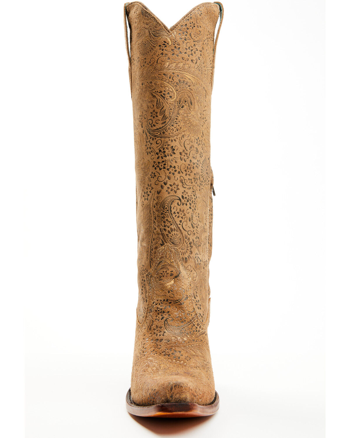 Corral Women's Stamped Floral Suede Tall Western Boots - Snip Toe