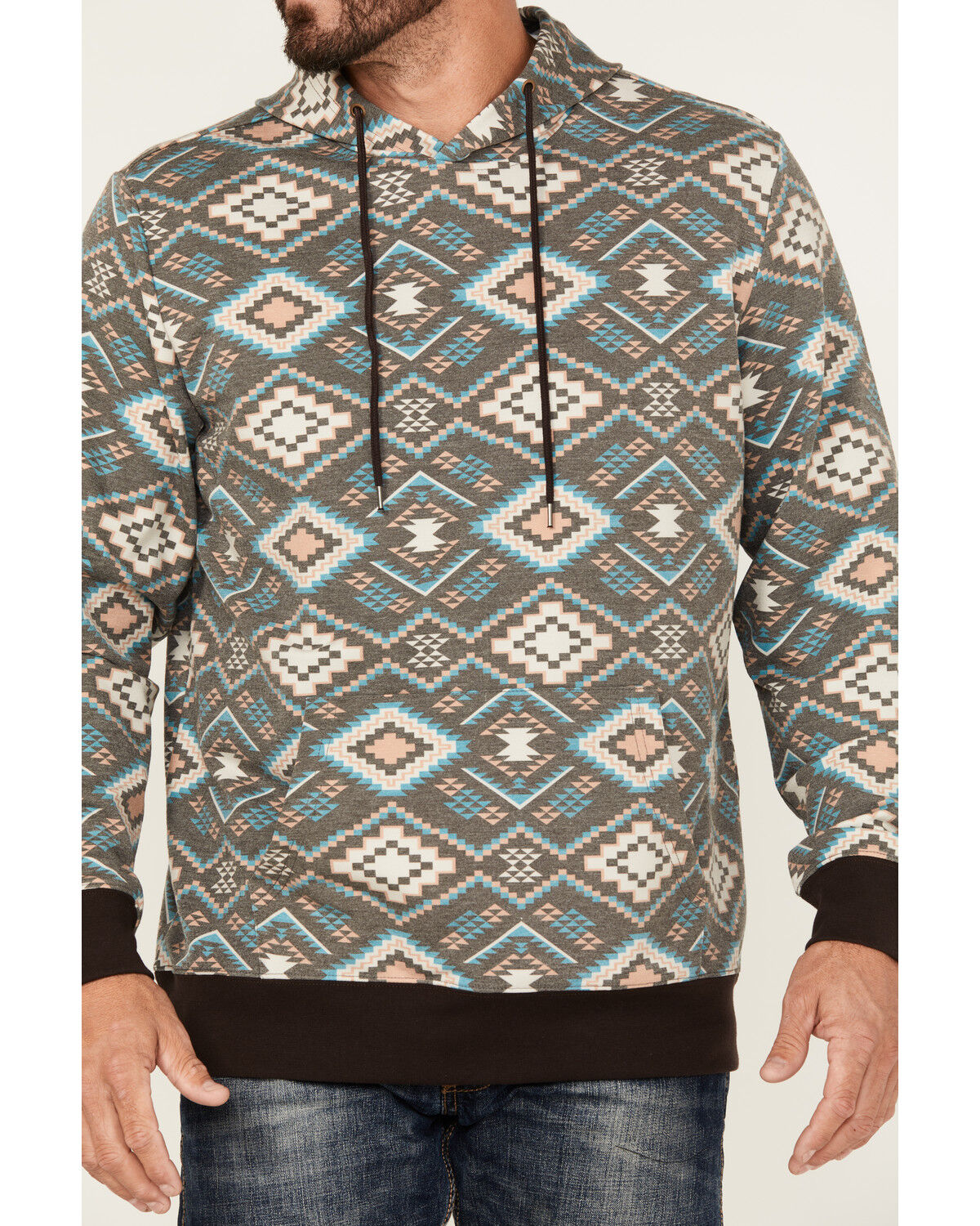 Rock & Roll Denim Men's Southwestern Print Hooded Sweatshirt