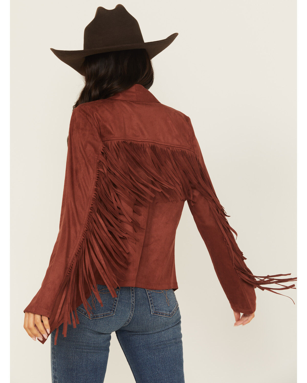 Shyanne Women's Cascade Front Faux Suede Fringe Jacket