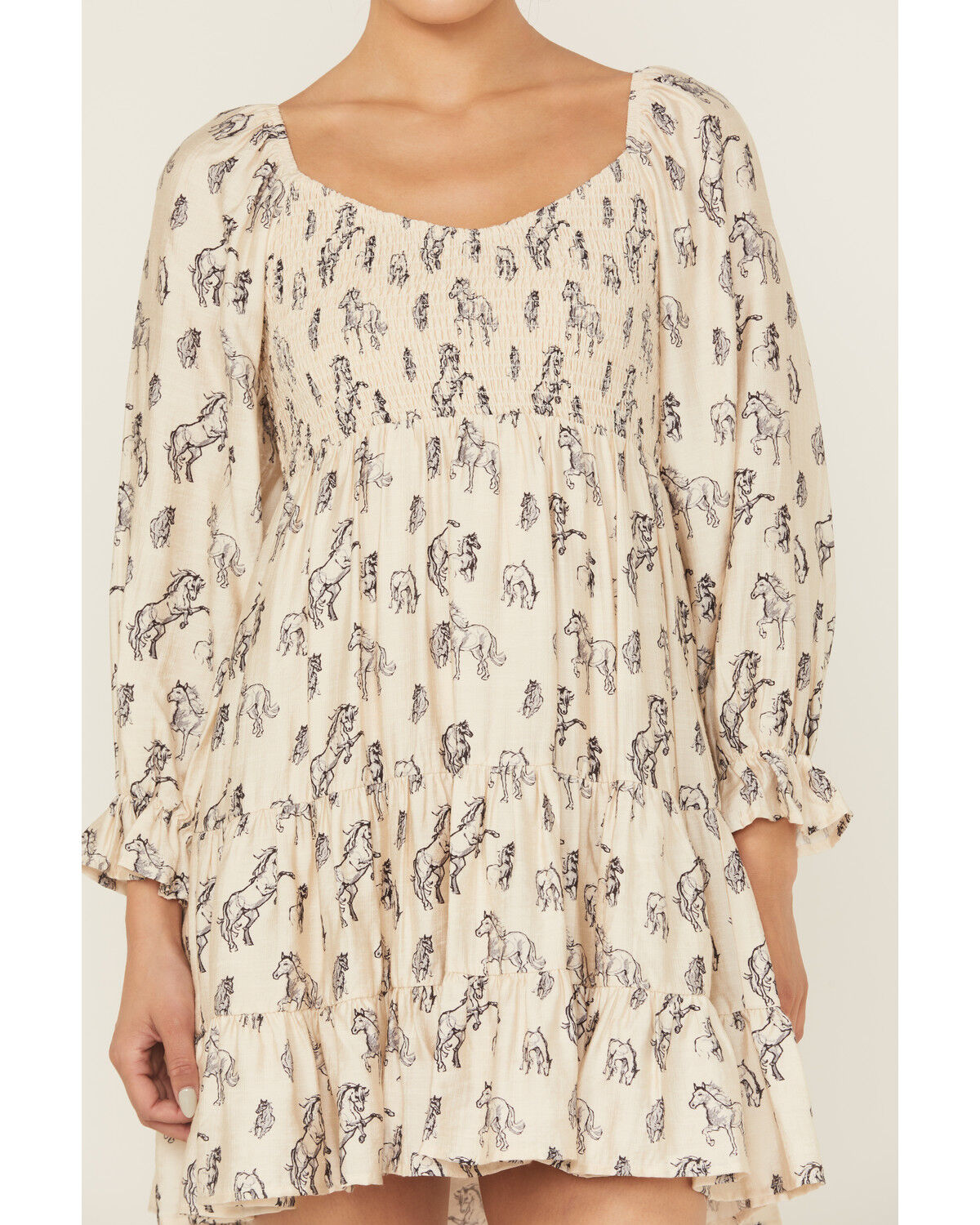 Blue B Women's Horse Print Long Sleeve Mini Dress