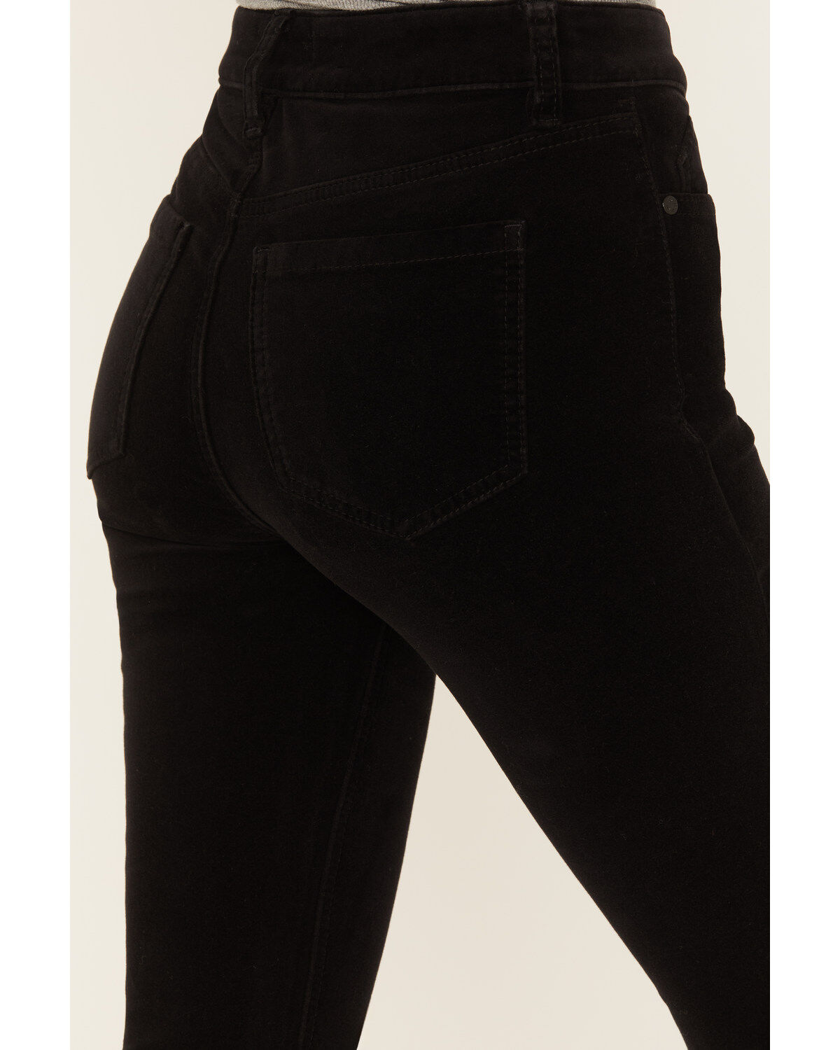 Shyanne Women's Black High Rise Velveteen Stretch Flare Jeans