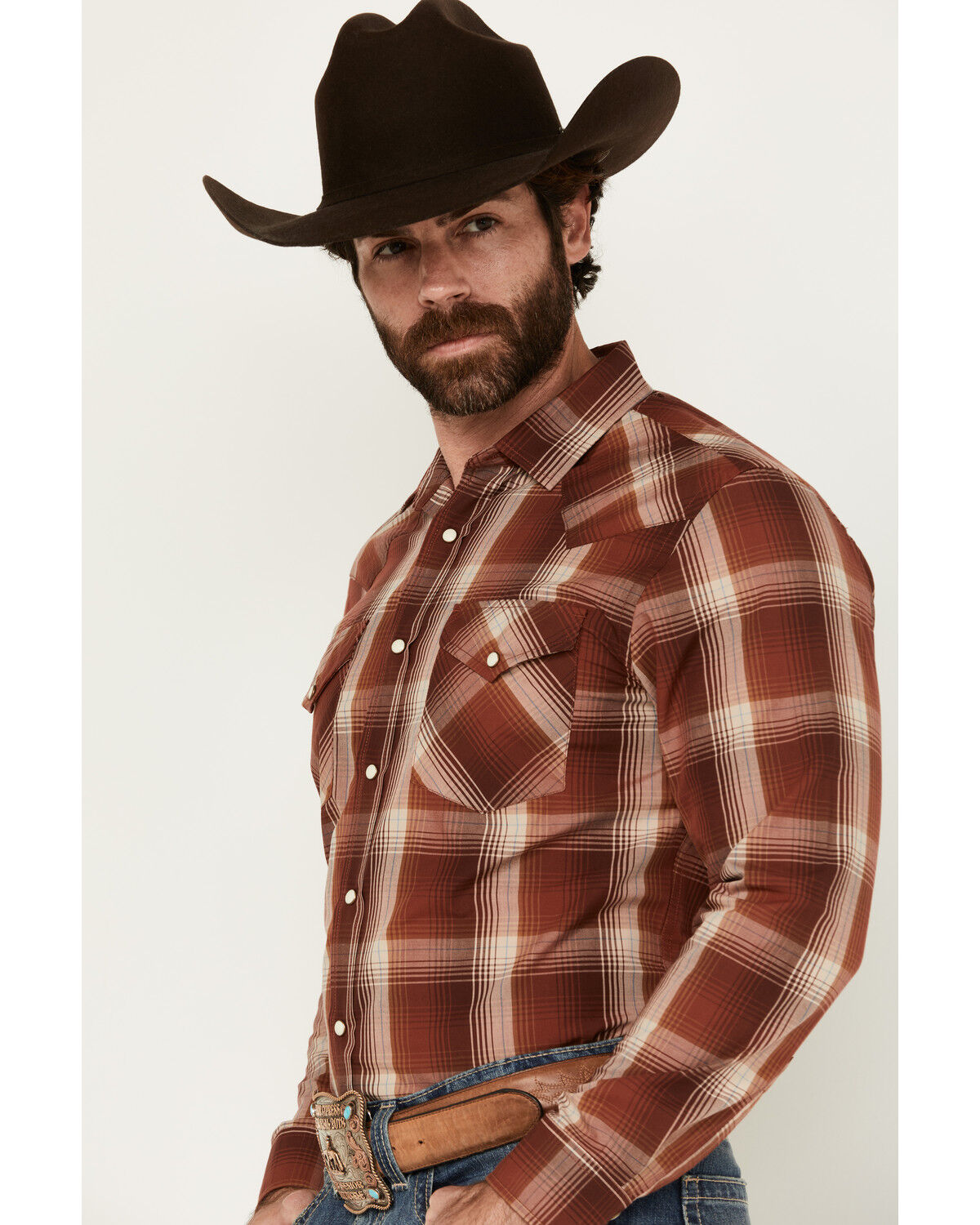 Pendleton Men's Frontier Plaid Print Long Sleeve Snap Western Shirt