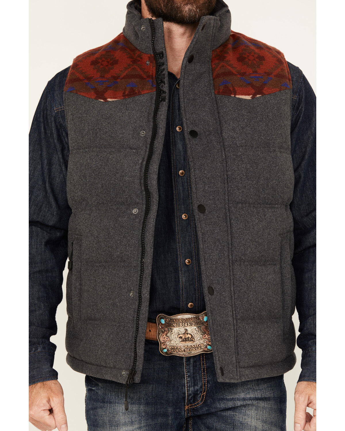 RANK 45® Men's Night Hike Southwestern Print Wool Puffer Vest