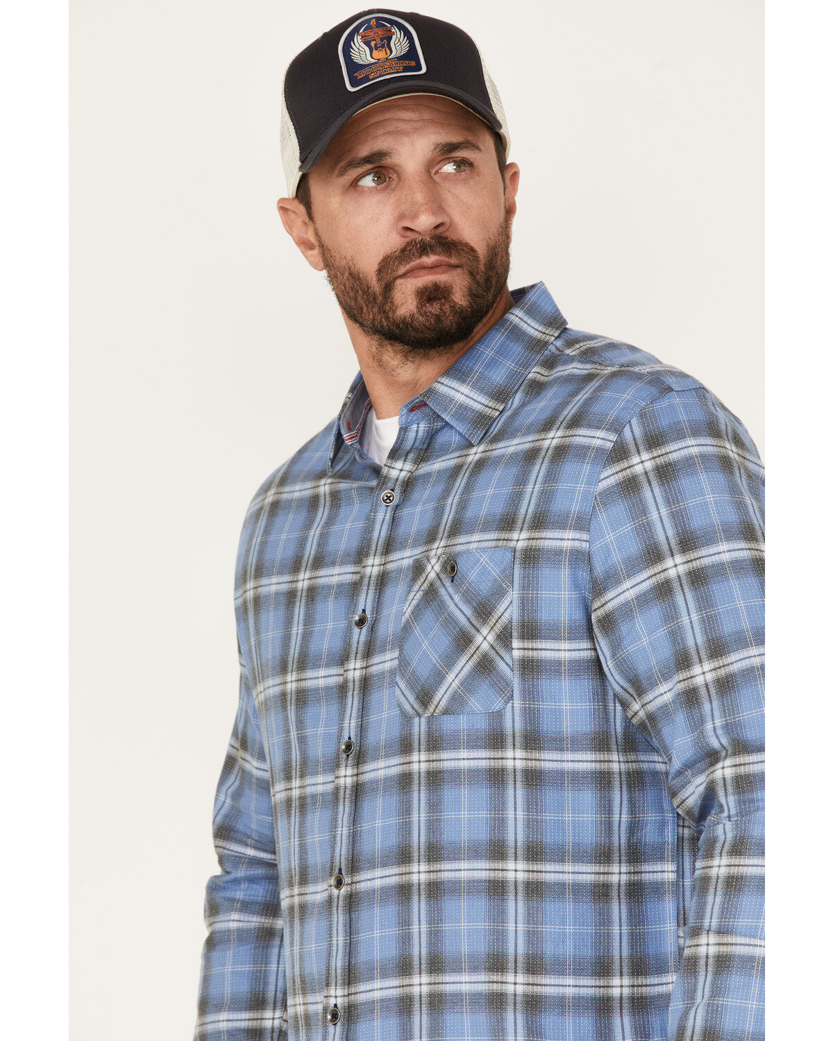 Flag & Anthem Men's Willcox Vintage Wash Plaid Print Long Sleeve Button Down Shirt