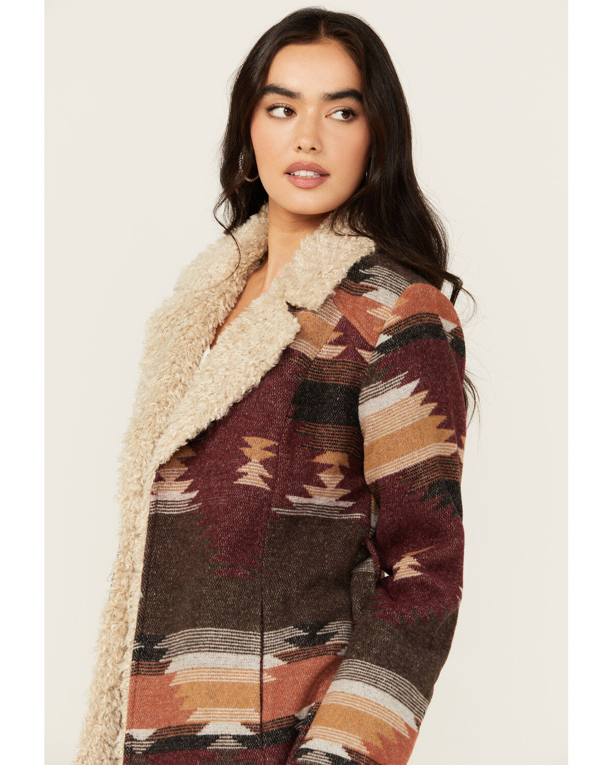 Idyllwind Women's Lynn Southwestern Print Faux Fur Collar Shacket