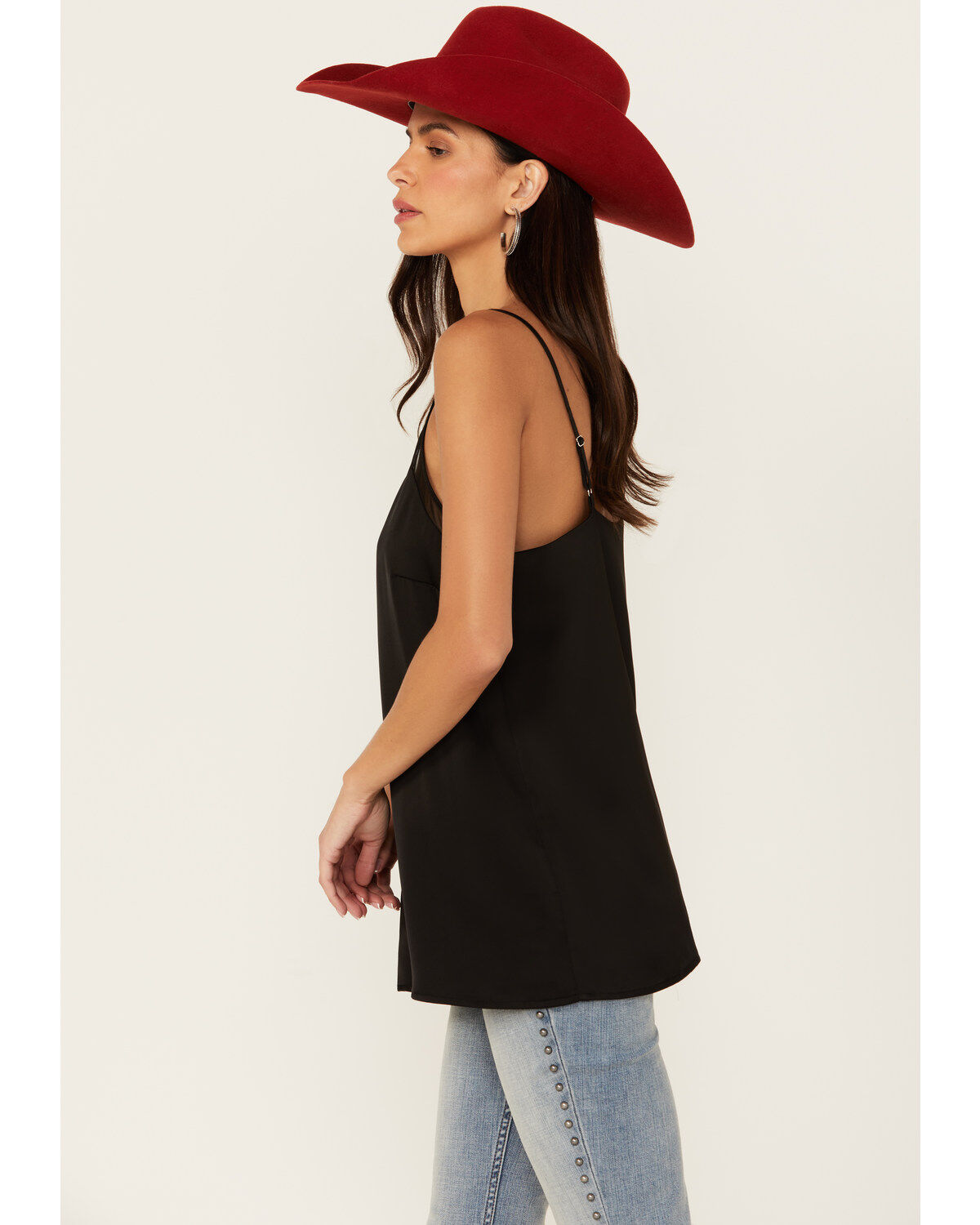 Rock & Roll Denim Women's Mesh Accent Satin Tank