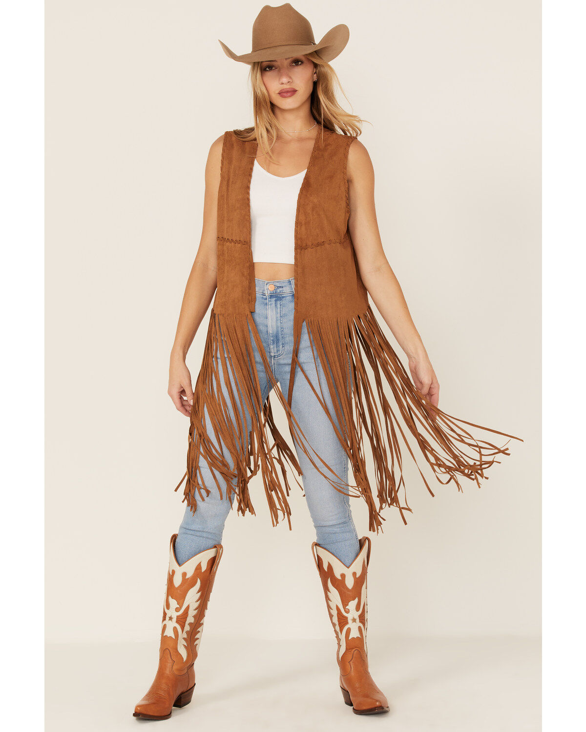 Fornia Women's Suede Fringe Vest