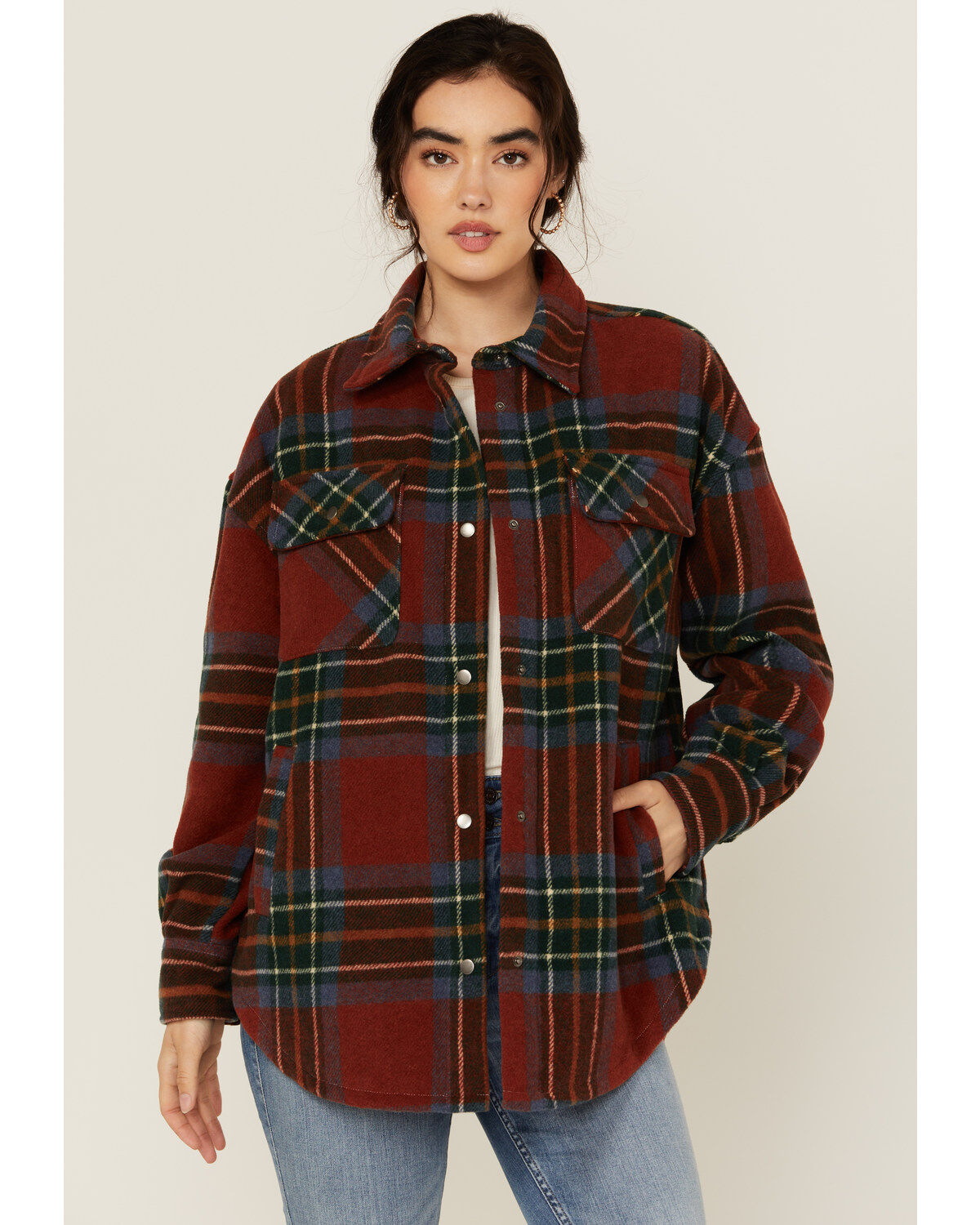 Fornia Women's Plaid Print Shacket