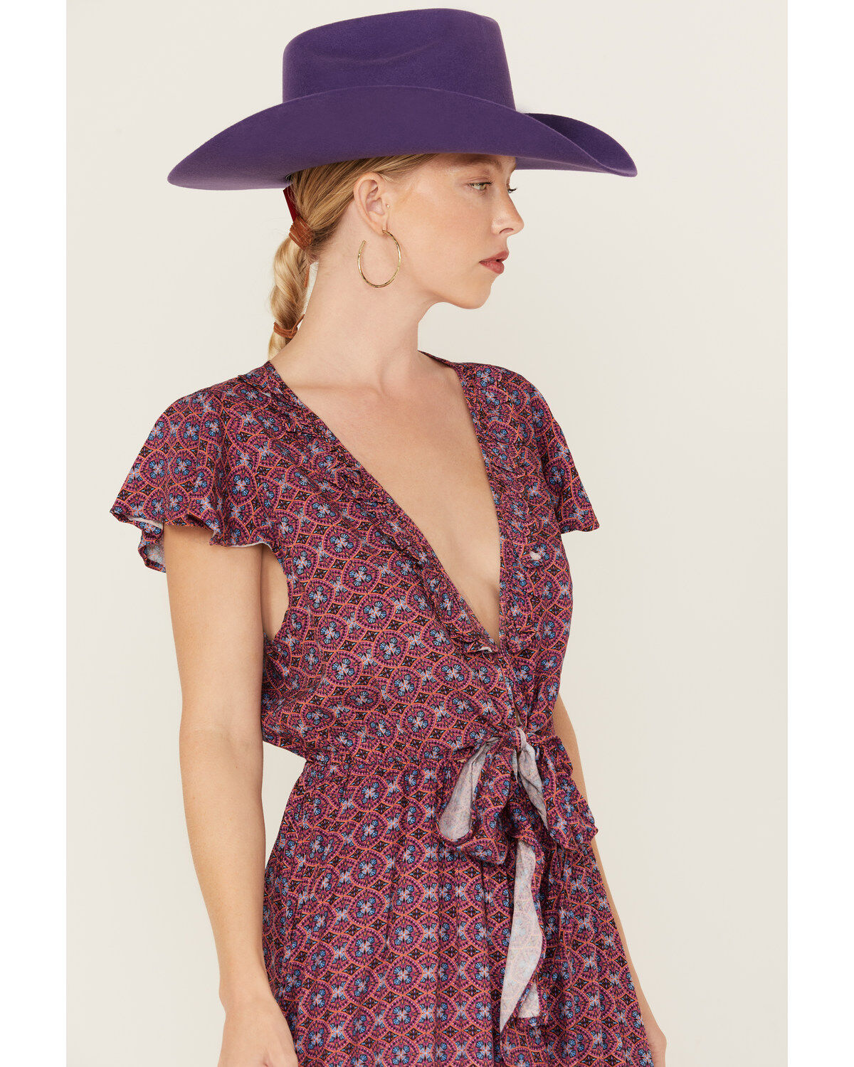 Beyond The Radar Women's Border Print Picnic High-Low Dress