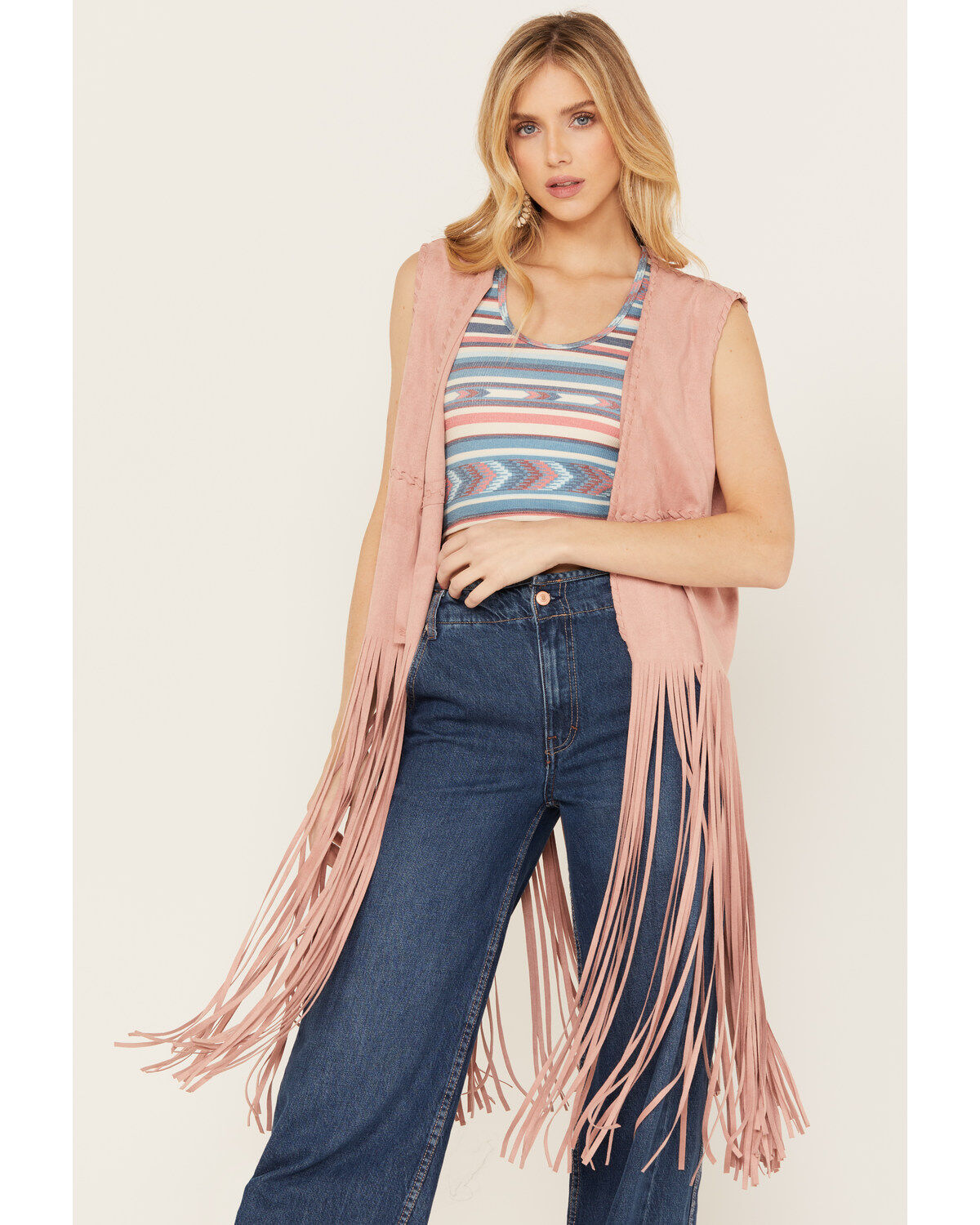 Fornia Women's Fringe Faux Suede Vest