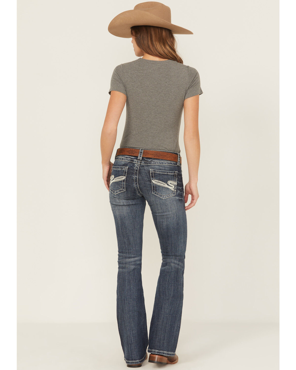 Stetson Women's 816 Fit White "S" Stitch Bootcut Jeans