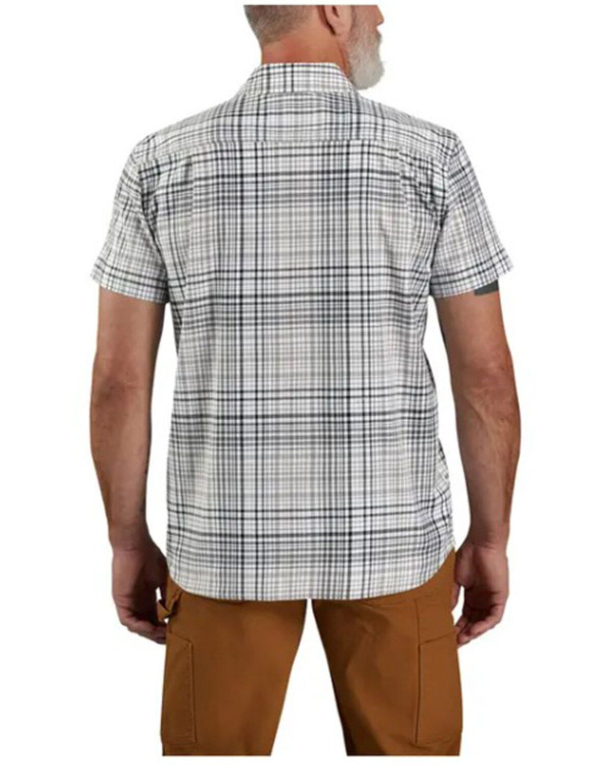Carhartt Men's Rugged FleX&trade; Plaid Print Relaxed Fit Lightweight Short Sleeve Button-Down Work Shirt