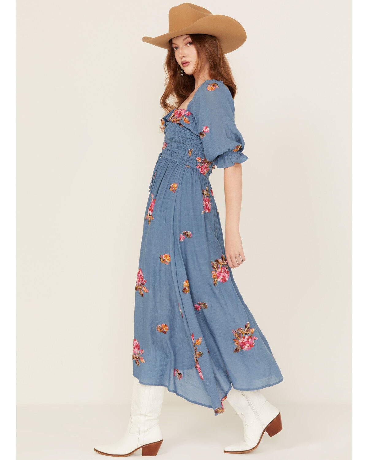 Wild Moss Women's Floral Embroidered Midi Dress