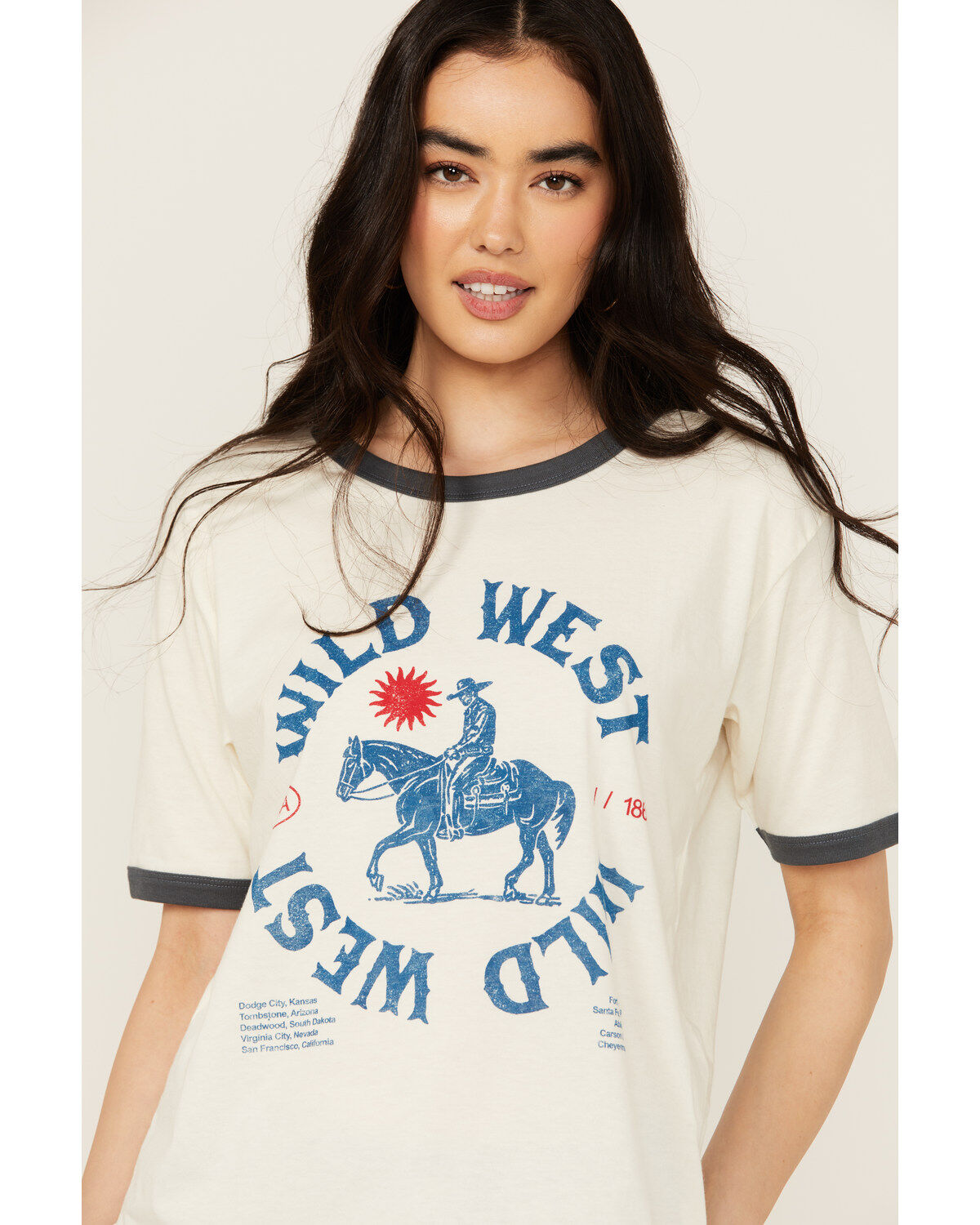 Girl Dangerous Women's Wild West Short Sleeve Ringer Tee