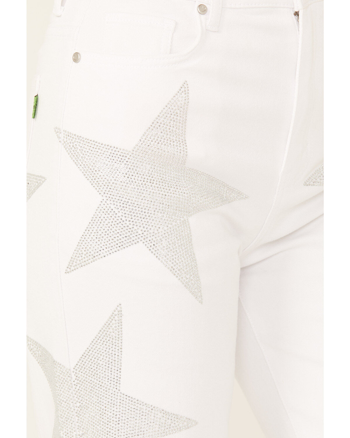 Vibrant Denim Women's Rhinestone Star High Rise Wide Leg Jeans