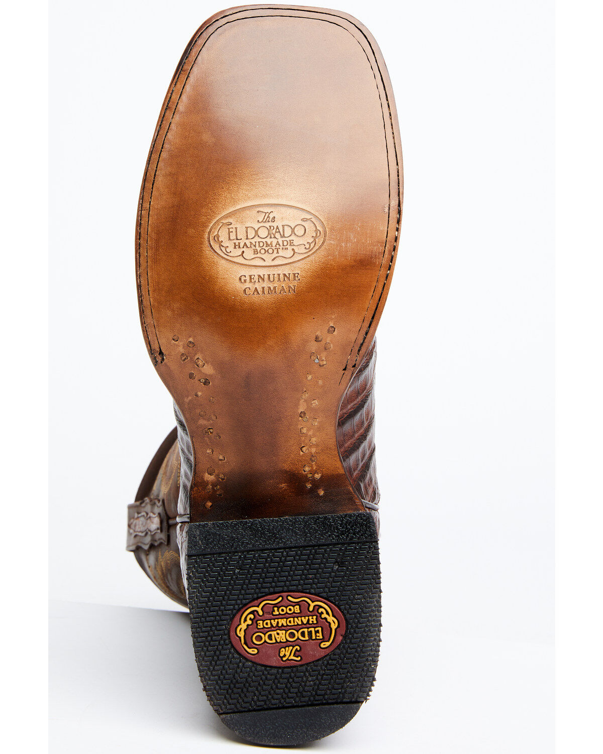 El Dorado Men's Handmade Caiman Back Brass Stockman Boots - Broad Square Toe