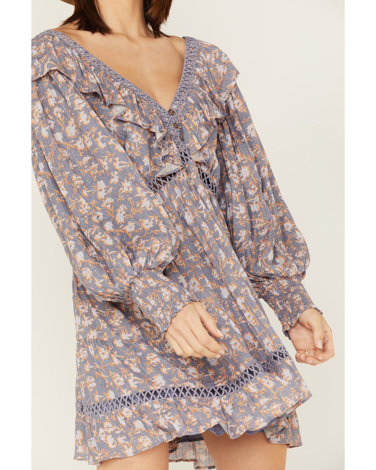 Jen's Pirate Booty Women's Floral Print Long Sleeve Wildflower Lasi Mini Dress