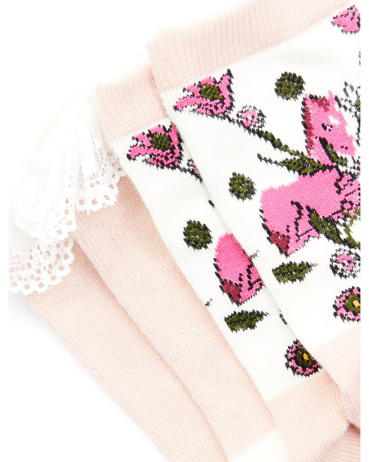 Shyanne Girls' Pointelle Floral Crew Socks - 2 Pack