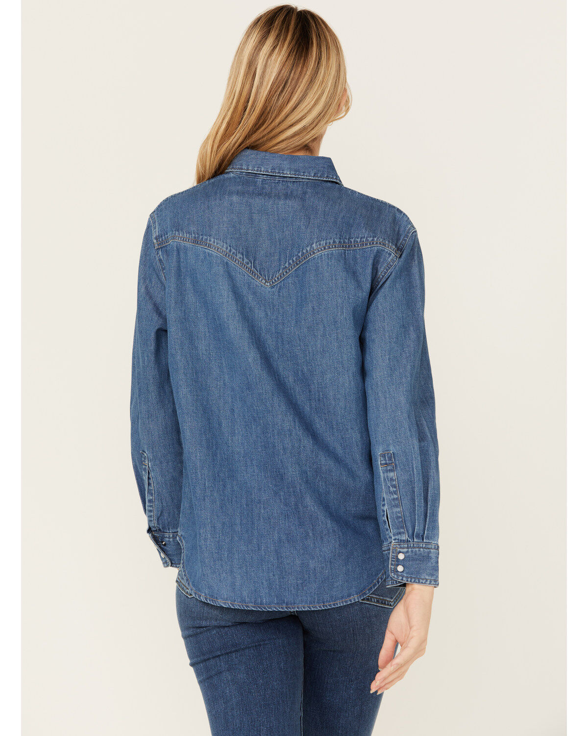 Levi's Women's Dark Medium Wash Sawyer Western Denim Studded Shirt