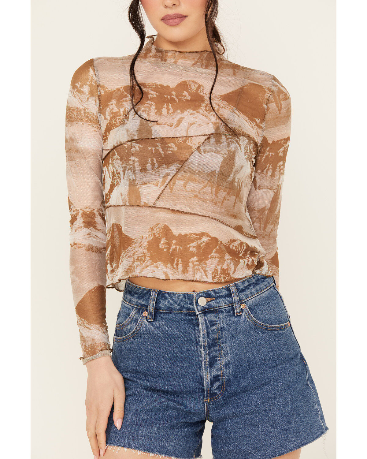 Rock & Roll Denim Women's Boot Barn Exclusive Printed Long Sleeve Mesh Top