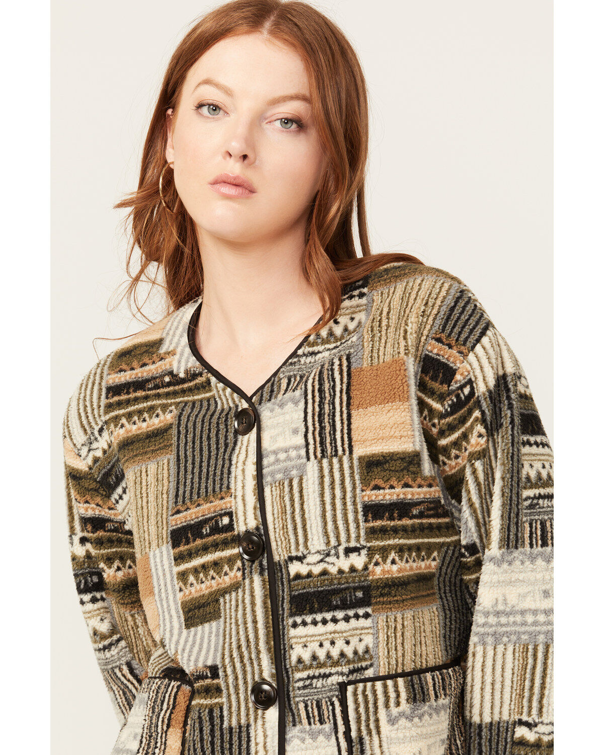 Miss Me Women's Multi Striped Print Button-Down Jacket