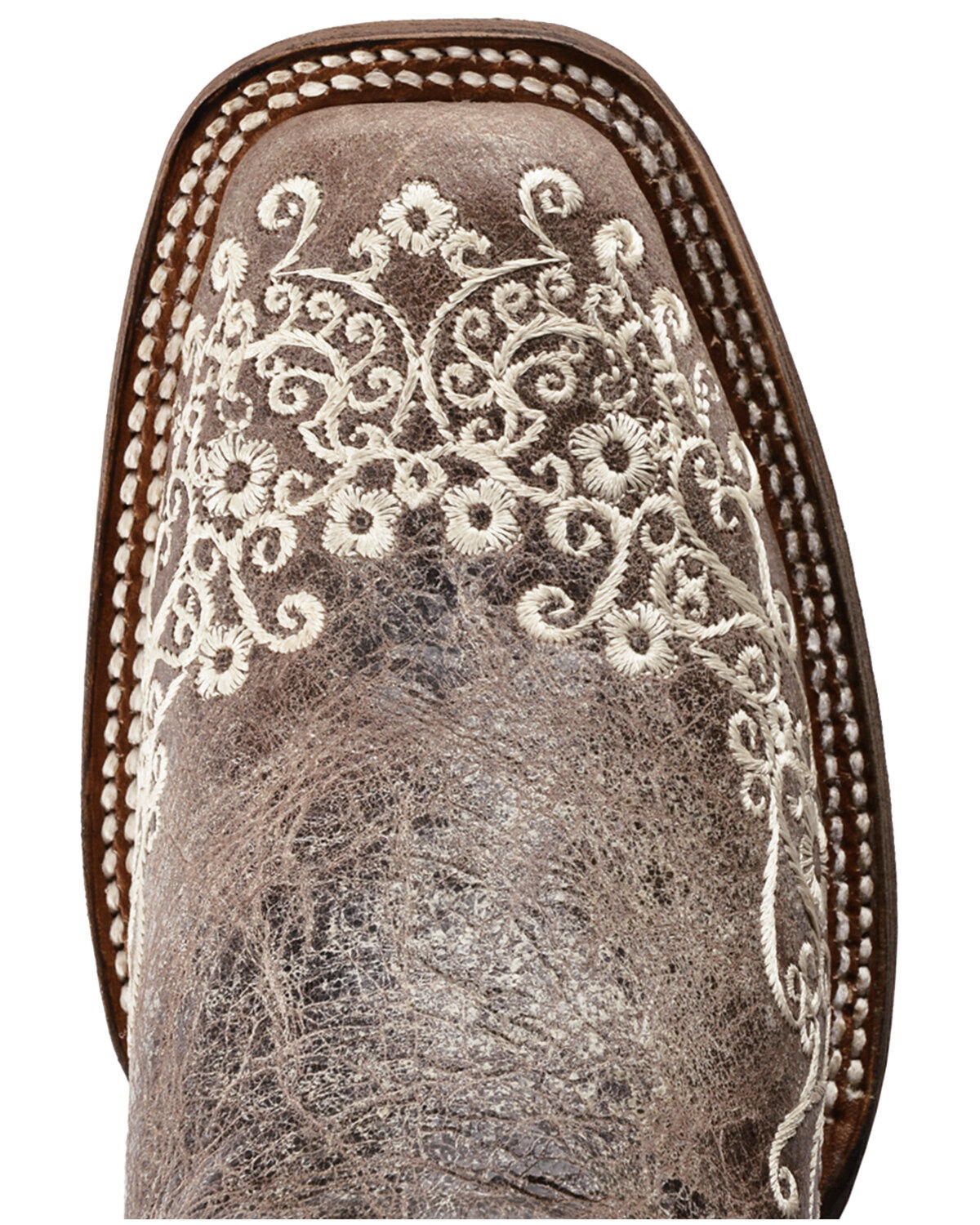 Corral Women's Brown Crater Embroidered Western Boots - Square Toe