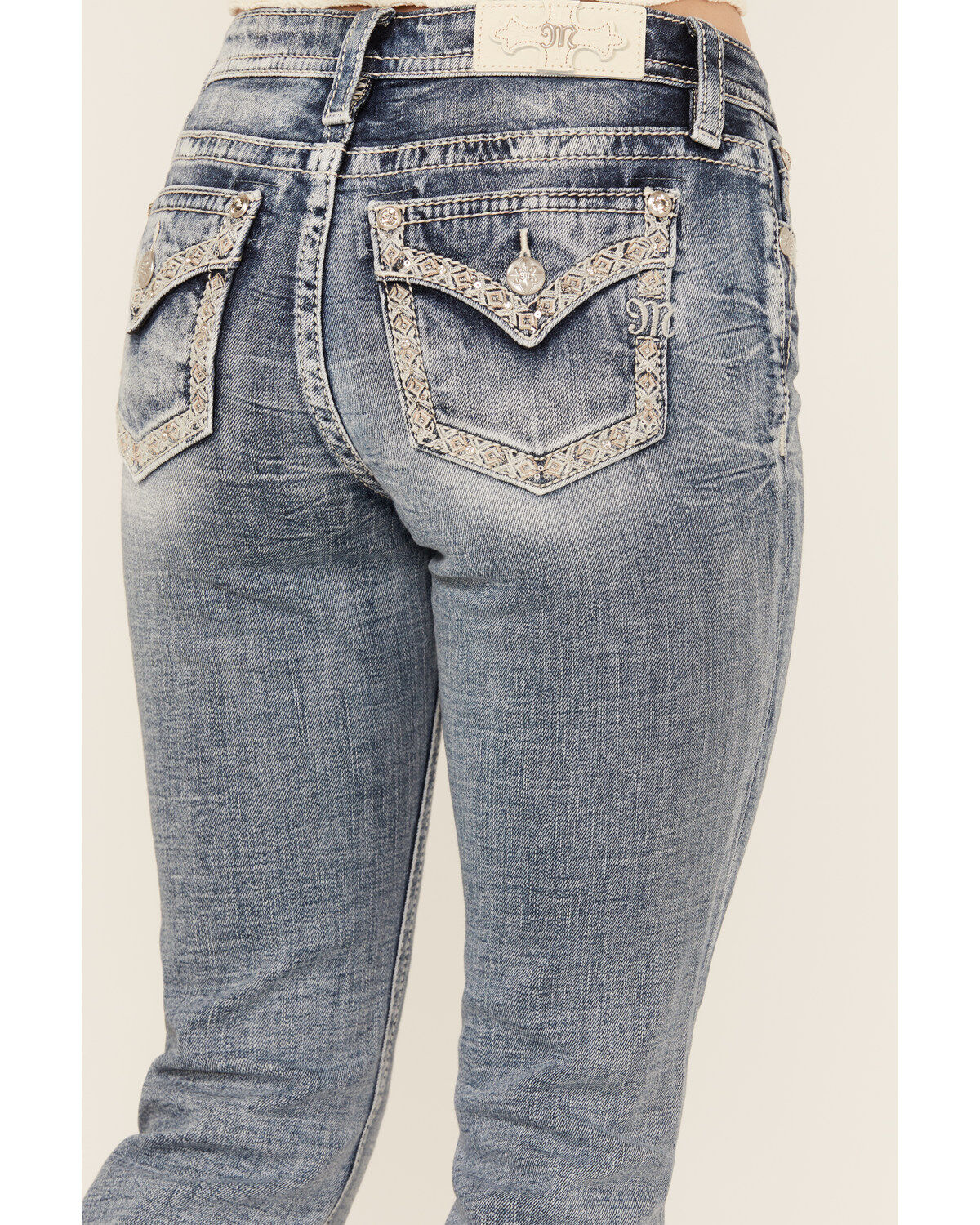 Miss Me Women's Medium Wash Mid Rise Bootcut Stretch Denim Jeans