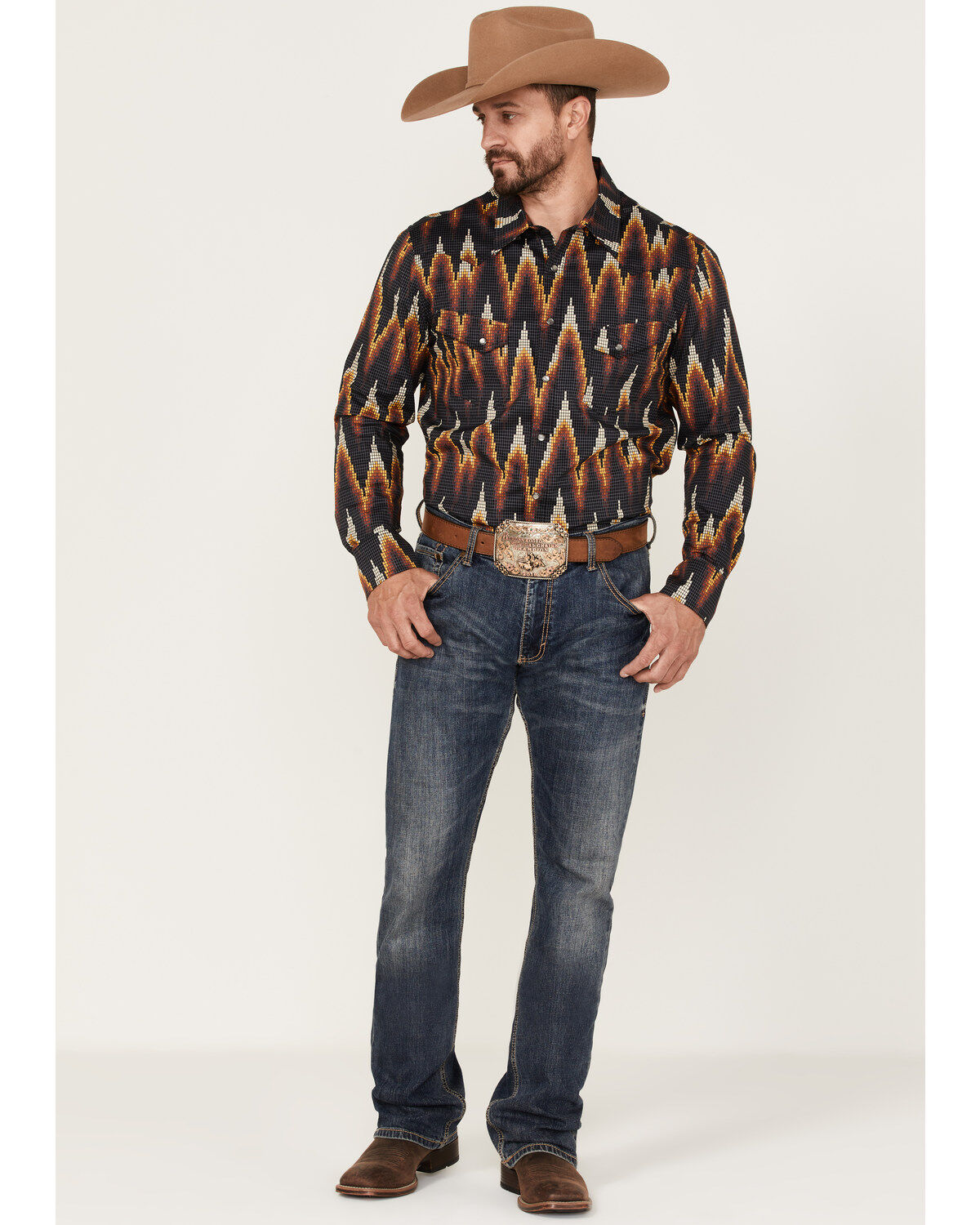 Dale Brisby Men's All-Over Digtal Print Long Sleeve Snap Western Shirt