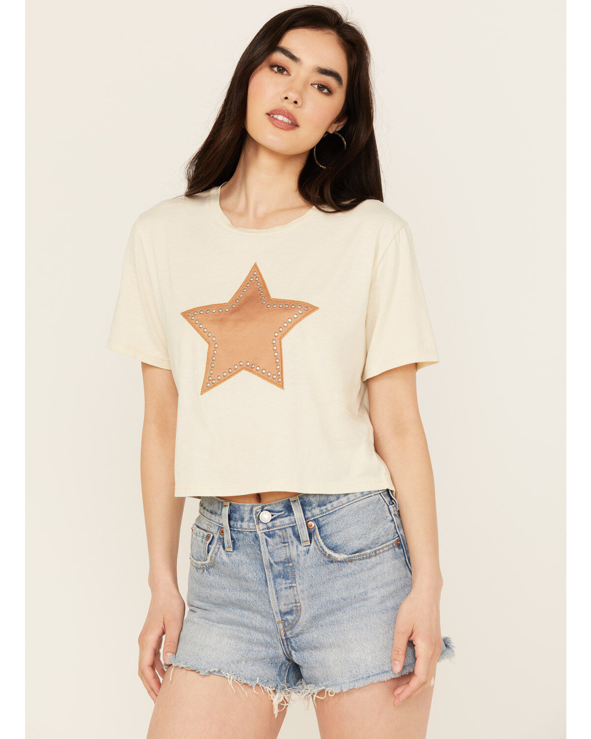 Rock & Roll Denim Women's Studded Star Short Sleeve Graphic Tee