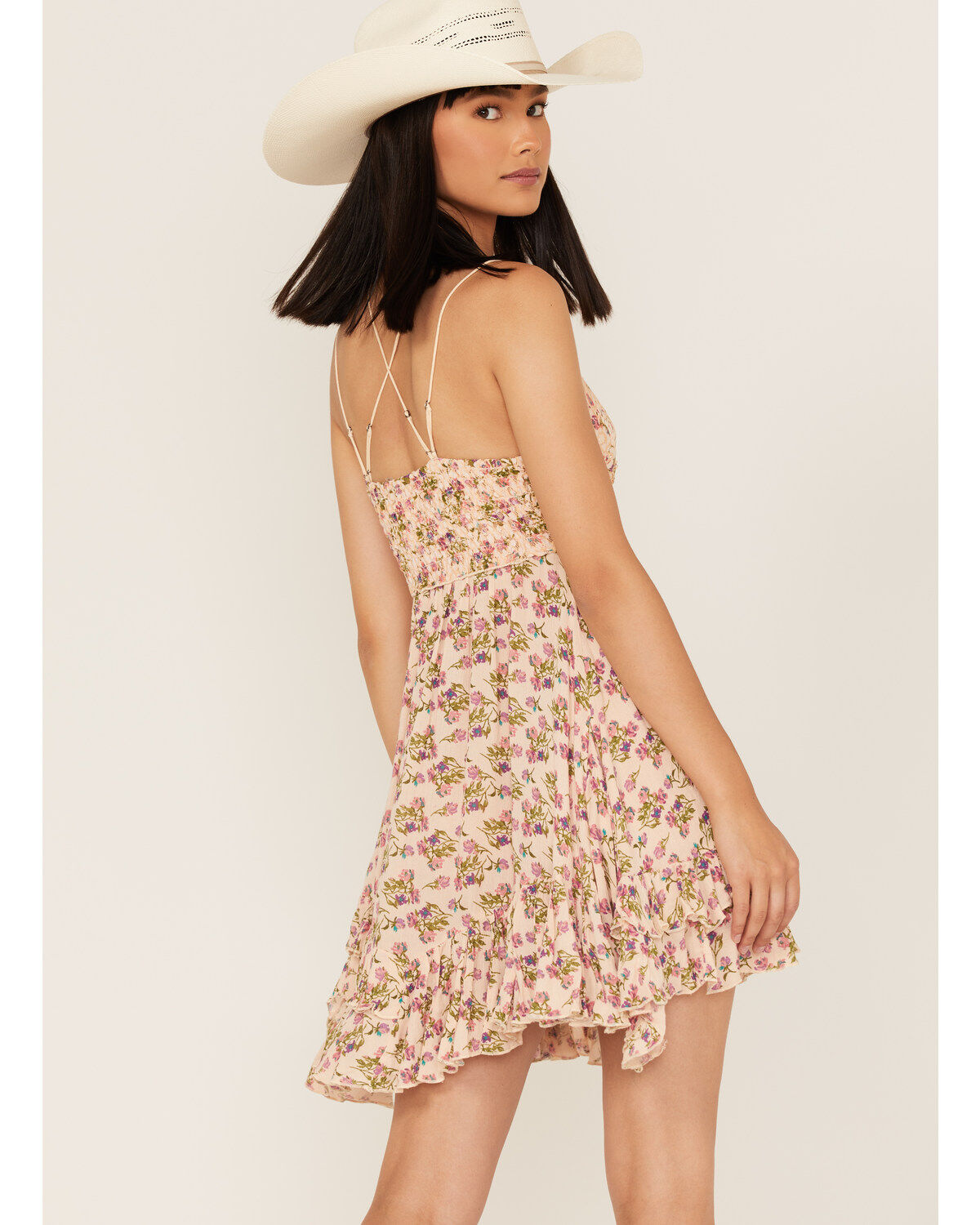 Free People Women's Adella Floral Print Sleeveless Slip Mini Dress