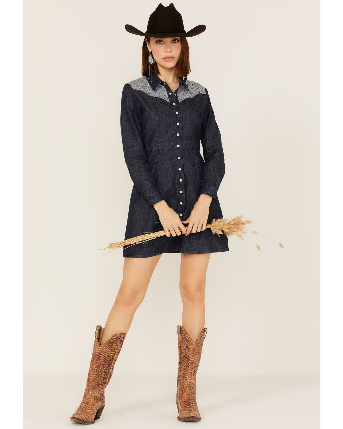 Maggie Sweet Women's Remedios Long Sleeve Western Mini Dress