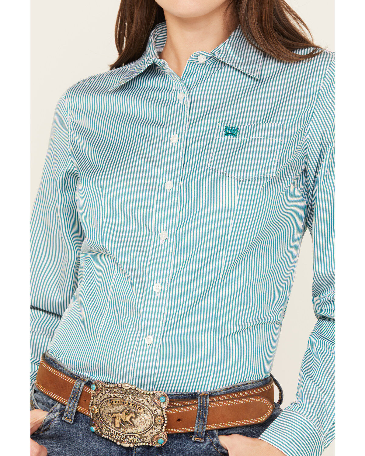 Cinch Women's TENCEL® Striped Long Sleeve Button-Down Western Core Shirt