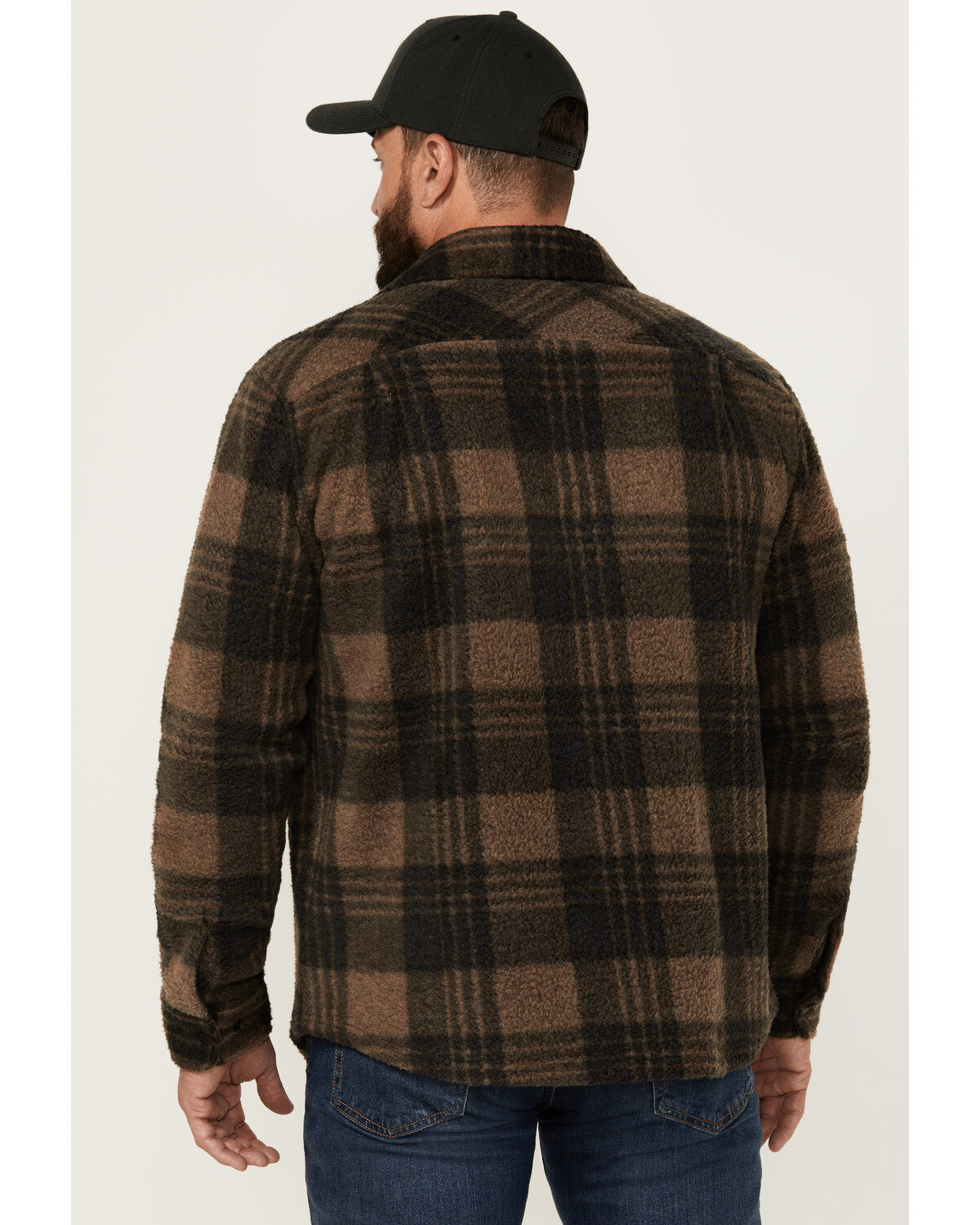 Brixton Men's Bowery Arctic Plaid Print Long Sleeve Snap Stretch Shirt Jacket