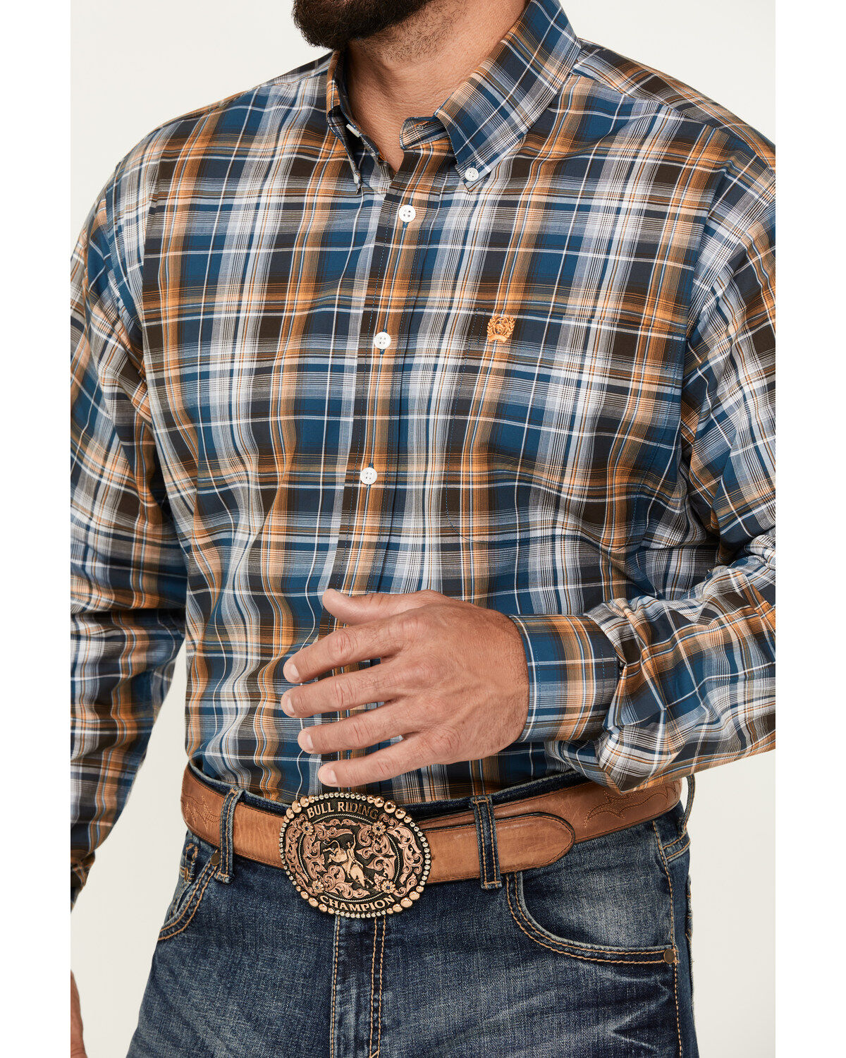 Cinch Men's Plaid Print Long Sleeve Button-Down Western Shirt