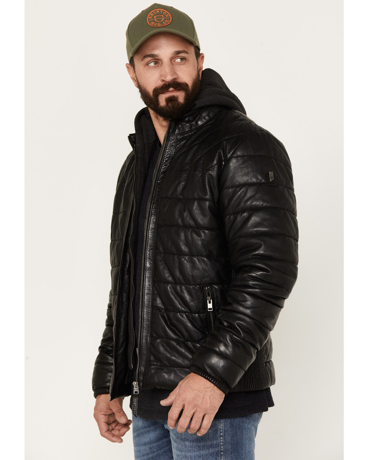Mauritius Men's Leather Puffer Jacket