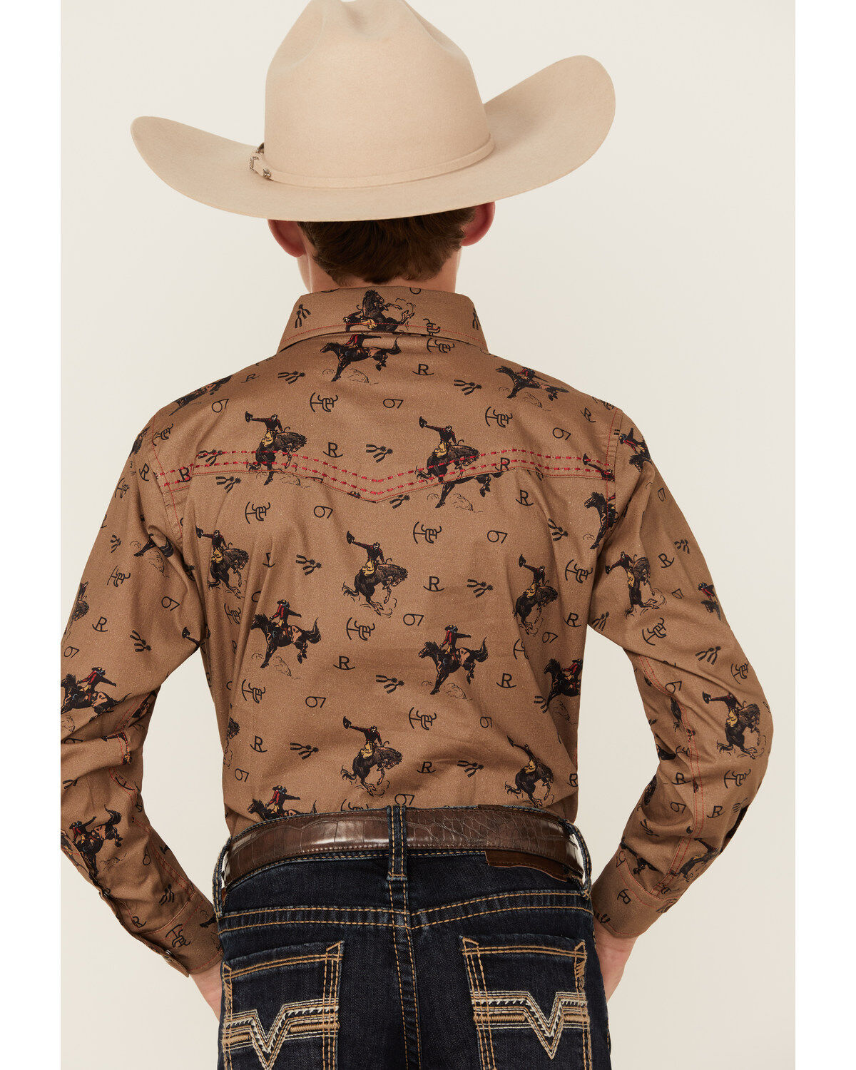 Cowboy Hardware Boys' Vintage Bronc Long Sleeve Snap Stretch Western Shirt