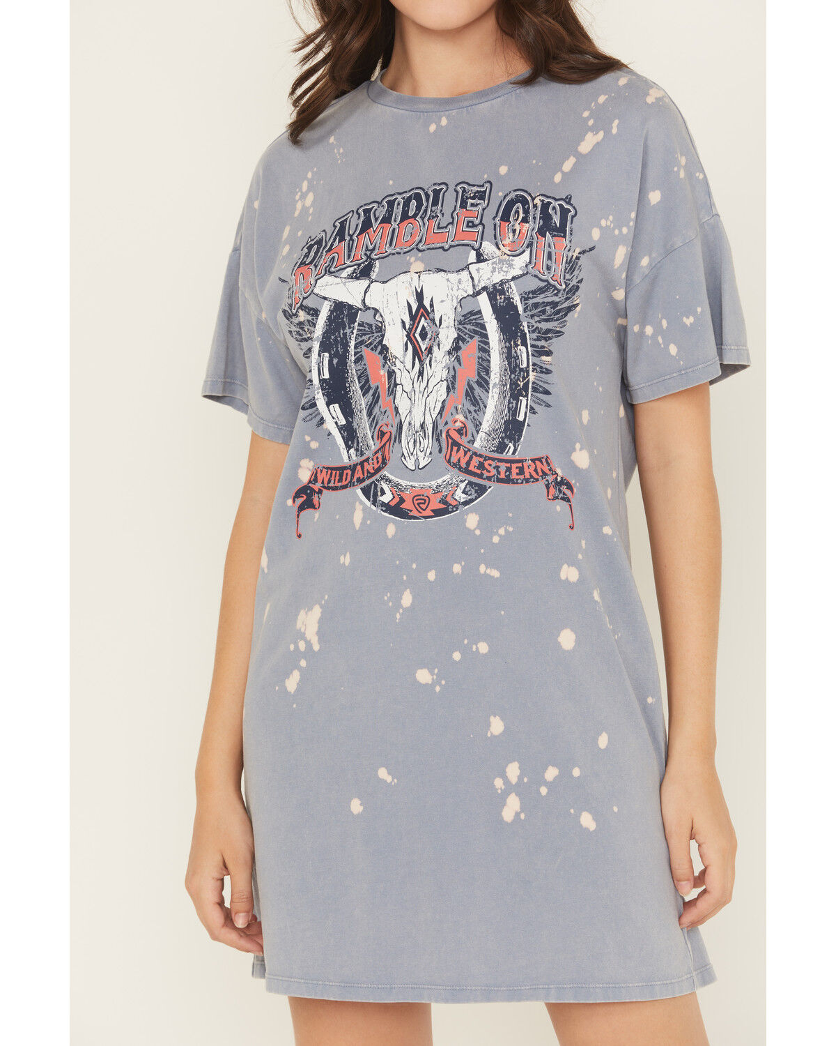 Rock & Roll Denim Women's Ramble On Short Sleeve Mini T-Shirt Dress