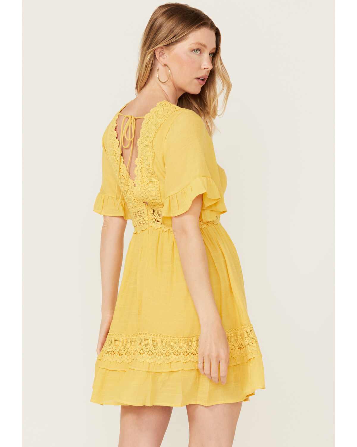 Wishlist Women's Solid Lace Trim Mini Dress