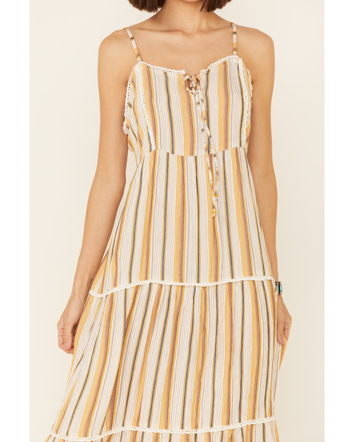 Angie Women's Stripe Tiered Maxi Dress